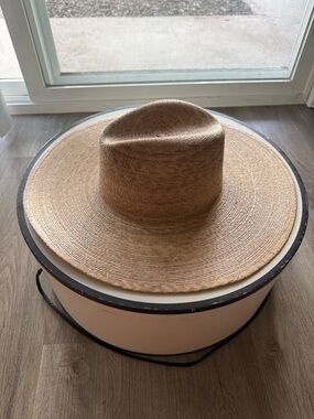 lack of color palma tan wide brim straw fedora western hat size small medium NEW